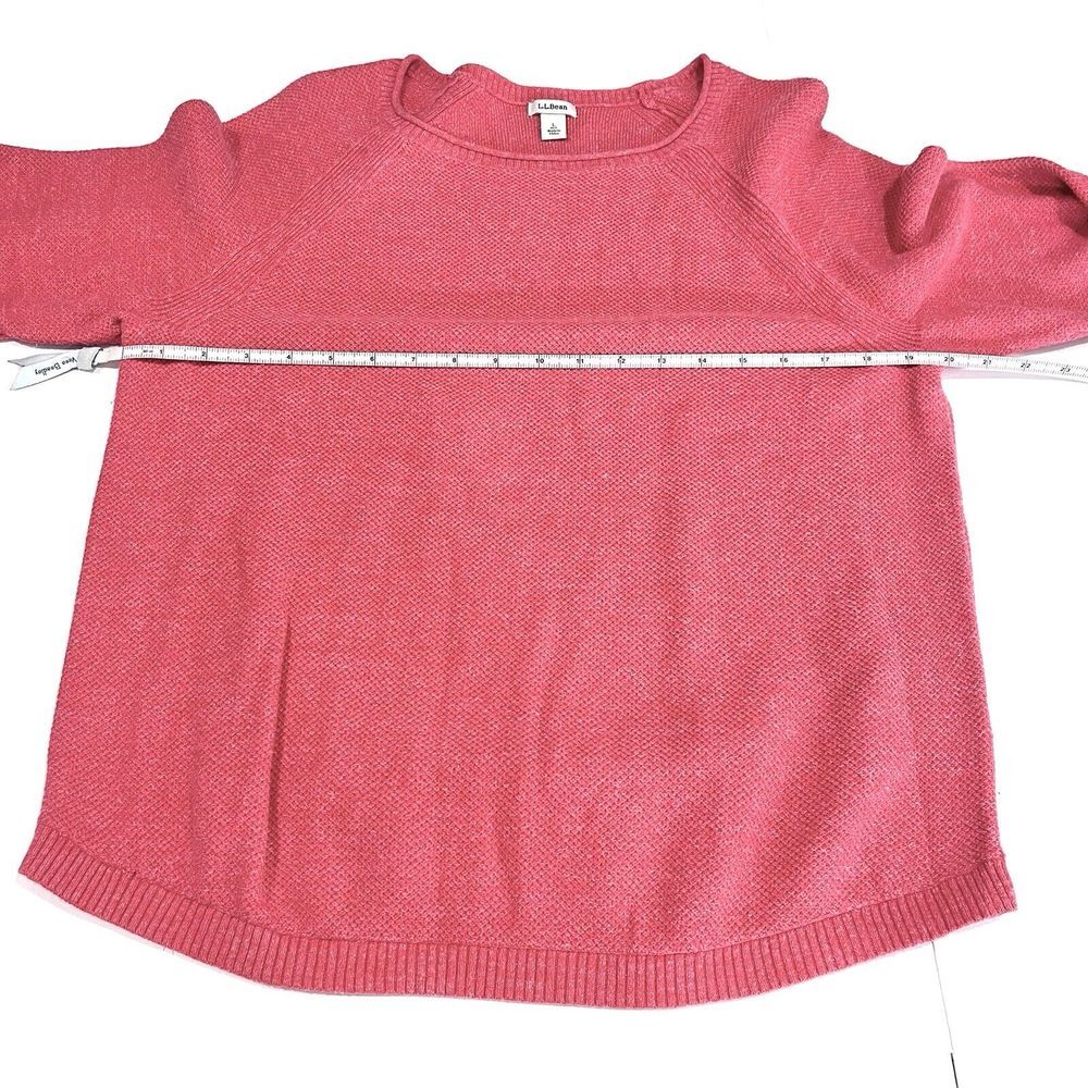 LL Bean Red Lightweight Roll Neck Pullover Textured Cotton Sweater LARGE PETITE - Picture 5 of 9